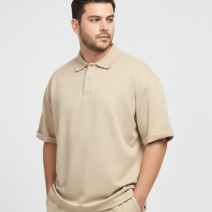 Cream Color Loose Fit Trendy Polo Shirt