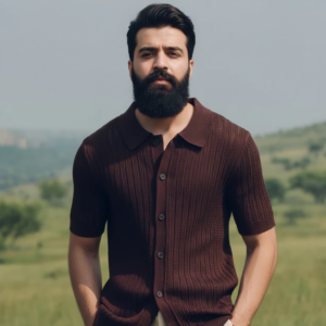 Maroon Knitted Casual Shirt XXXL Size